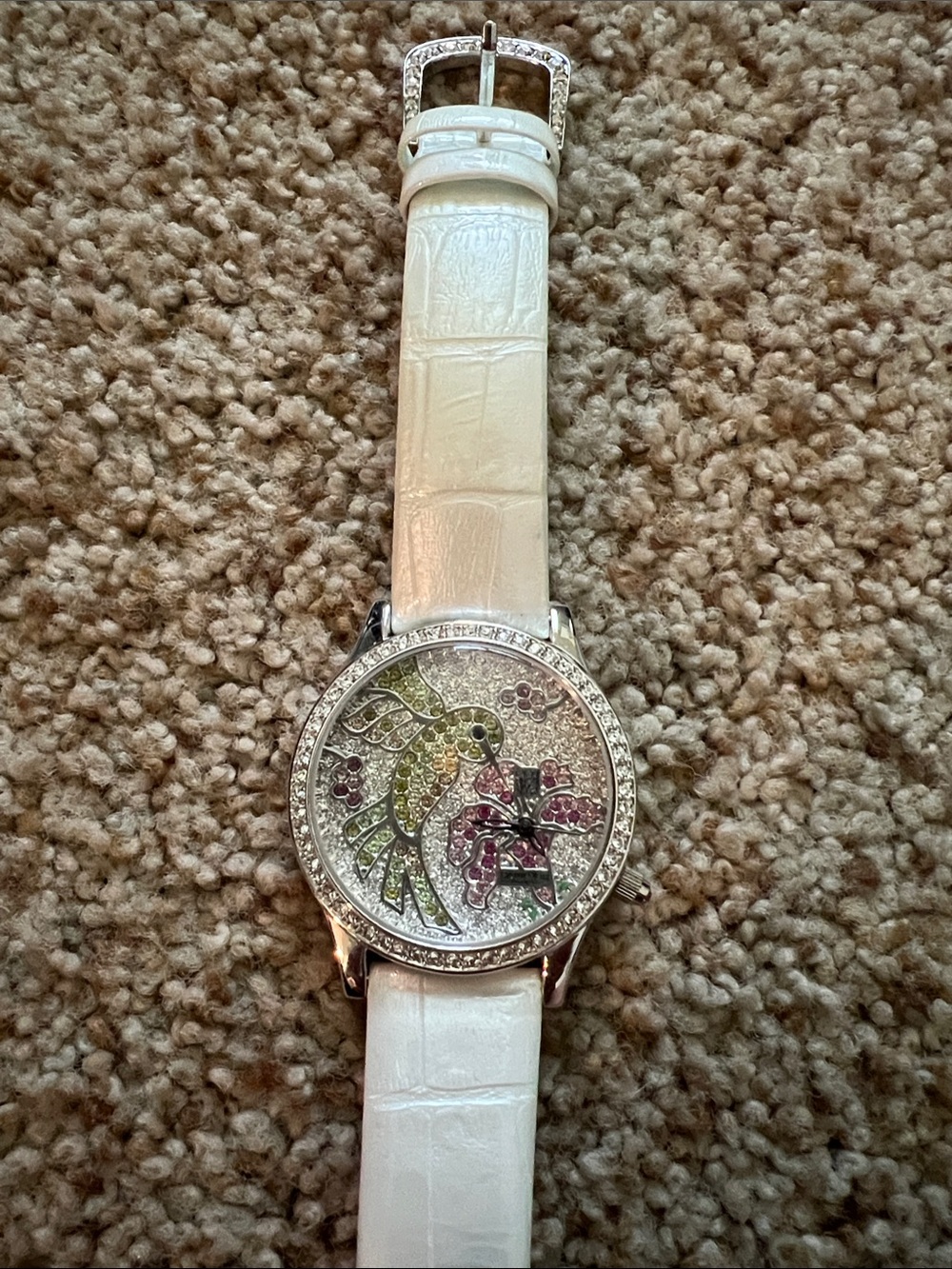 Victoria Wieck Silver Case Watch with White Strap